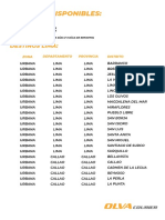 Destinos Disponibles Olva