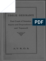 Coolie Ordinance: East Coast of Sumatra, Atjehand Dependencies and Tapanoeli