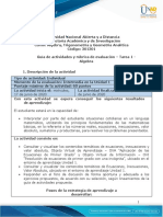 Guia de Actividades y Rúbrica de Evaluación - Tarea 1 - Algebra