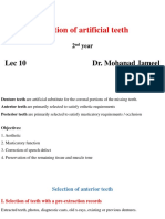 Lec 10 Selection of Artificial Teeth