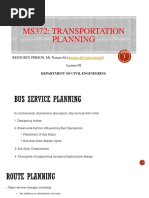 Ms372: Transportation Planning: Resource Person: Mr. Nazam Ali (