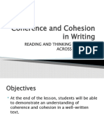 Coherence and Cohesion in Writing: Reading and Thinking Strategies Across Text Types