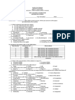 Integrated Science Name: - Year & Section: - Date: - I. Multiple Choice Direction