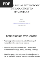 SPYB 113 INTRODUCTION TO PSYCHOLOGY Topic 1