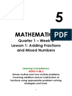 Mathematics: Quarter 1 - Week 6 Lesson 1: Adding Fractions and Mixed Numbers