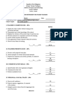 Evaluation Instrument For Student Teachers