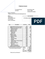 Proforma Invoice: Bill To: Event Summary