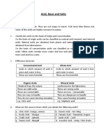 Acid, Base and Salts: Concentrated Acid Dilute Acid