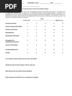 Business Plan - Stakeholder Rubric