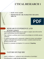 Practical Research 1: DATE: JULY 14,2018 Presented By: Mr. Florante P. de Leon, Mba, CB