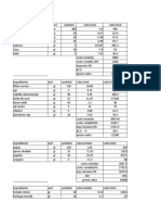 Formato Desglose de Materia Prima Platos Fuertes