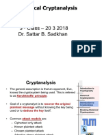 Classical Cryptanalysis: 3 Class - 20 3 2018 Dr. Sattar B. Sadkhan