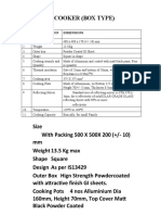 S.No - Specification Dimensions