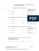 Polynomials Print Activity: Variable: A Letter or Symbol