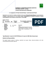 Applications Are Invited From Eligible Candidates For The Post of in Prescribed Form Available at WWW - Neeri.res - In, For The Project Entitled