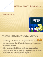 Cost - Volume - Profit Analysis: Lecture # 20