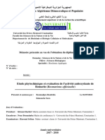 Etude Phytochimique Et Evaluation de L'activité Antioxydante de Romarin (Rosmarinus Officinalis)