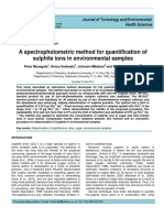 A Spectrophotometric Method For Quantification of Sulphite Ions in Environmental Samples