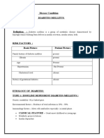 Disease Condition... Diabetes Mellitus