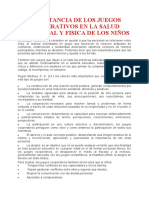 Importancia de Los Juegos Cooperativos en La Salud Emocional y Fisica de Los Niños