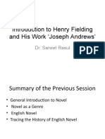 Introduction To Henry Fielding and His Work Joseph Andrews'