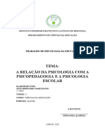 A Relação Da Psicologia Com A Psicopedagogia e A Psicologia Escolar