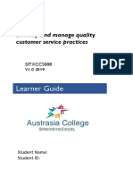 Learner Guide: Develop and Manage Quality Customer Service Practices