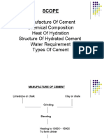 Manufacture of Cement Chemical Composition Heat of Hydration Structure of Hydrated Cement Water Requirement Types of Cement