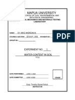 Mapua University: Experiment No. 1 Water Content in Soil