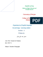 University of Thi-Qar College of Education For Humanities: Department of English Language Second Stage / Morning Studies