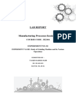 Manufacturing Processes Sessional: Lab Report