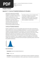 Chapter Review: Appendix 11.1 Common Probability Distributions For Simulation