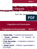 Linguística Da Enunicação (Bally, Jakobson, Benveniste e Ducrot)