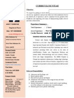 Curriculum Vitae: Experience Summary: Ancy T Cheriyan