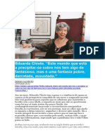 Eduarda Chiote: "Este Mundo Que Está A Precipitar-Se Sobre Nós Tem Algo de Fantasioso, Mas É Uma Fantasia Pobre, Derrotada, Assustada"