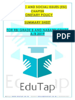 Economic and Social Issues (Esi) Monetary Policy Summary Sheet For Rbi Grade B and Nabard Grade A/B 2019