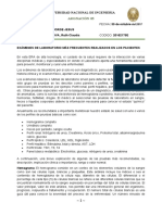 Exámenes de Laboratorio Más Frecuentes Realizados en Los Pacientes