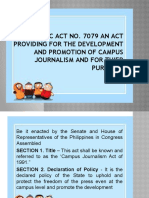 Republic Act No. 7079 An Act Providing For The Development and Promotion of Campus Journalism and For Thier Purposes