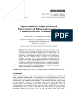 Physicochemical Analysis of Borewell Water Samples