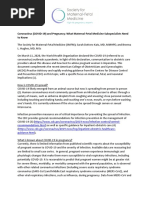 Coronavirus (COVID-19) and Pregnancy: What Maternal-Fetal Medicine Subspecialists Need To Know