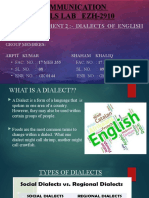 Communication Skills Lab Ezh-2910: Home Assignment 2:-Dialects of English