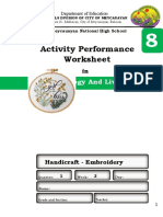 Activity Performance Worksheet: Technology and Livelihood Education