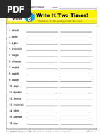 Write It Two Times!: Spelling Words