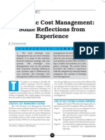 Strategic Cost Management: Some Reflections From Experience: A AN NA AG GE EM ME EN NT T