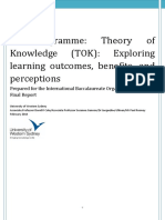 IB Programme: Theory of Knowledge (TOK) : Exploring Learning Outcomes, Benefits, and Perceptions