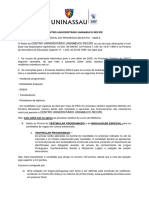 Edital Proc Seletivo Centro Universitário Uninabuco Recife