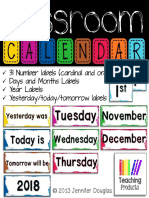 31 Number Labels (Cardinal and Ordinal) Days and Months Labels Year Labels Yesterday/today/tomorrow Labels