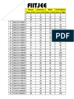 S No Enrollment No Physics (Out of 62) Chemistry (Out of 62) Math (Out of 62) Total Marks (Out of 186)