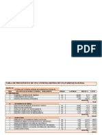 Tabla de Presupuesto de Una Vivienda Miníma