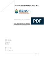 Birla Institute of Management Technology: Analytic Hierarchy Process